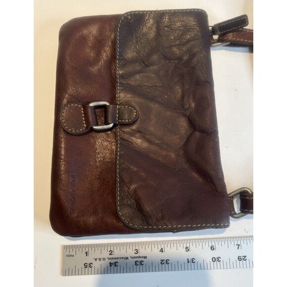 Jack Georges Leather Crossbody Bag. Adjustable Strap. 3 Compartment - Picture 8 of 9